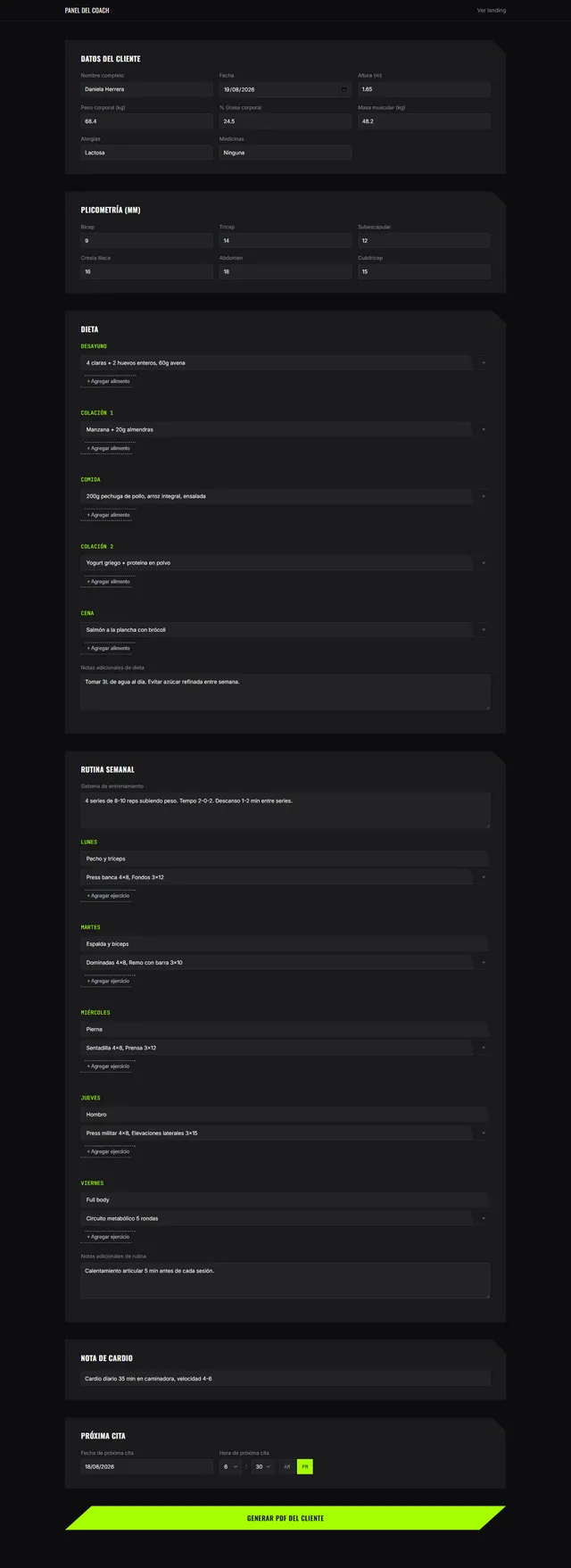 Fitness Coach — captura 3